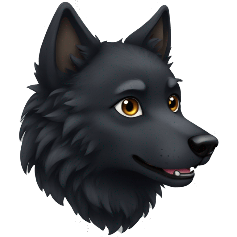 black wolf fluffy emoji