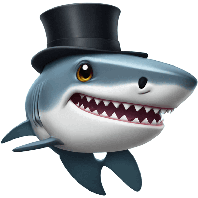 Shark with a top hat emoji