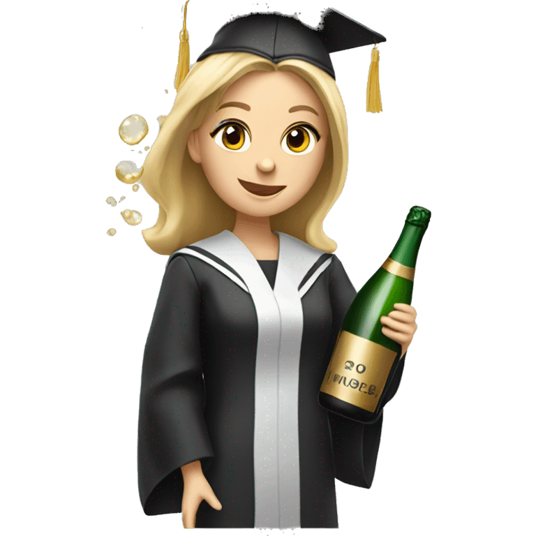 White Female graduate popping champagne bottle  emoji