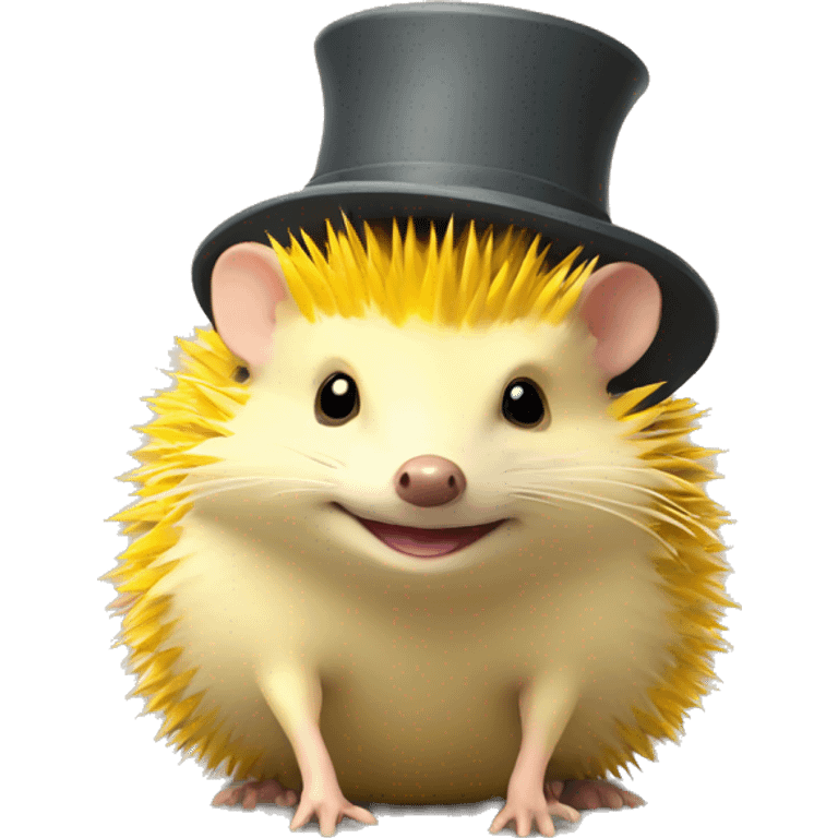 a cheerful yellow hedgehog in a hat emoji