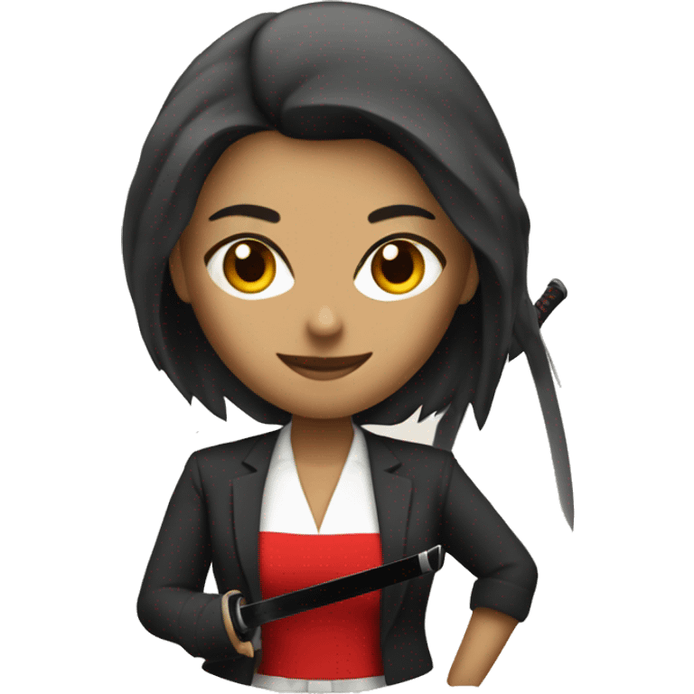 LADY BOSS WITH RED HARI AND KATANA emoji