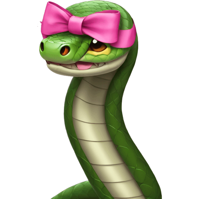 Snake with a pink bow on the head emoji