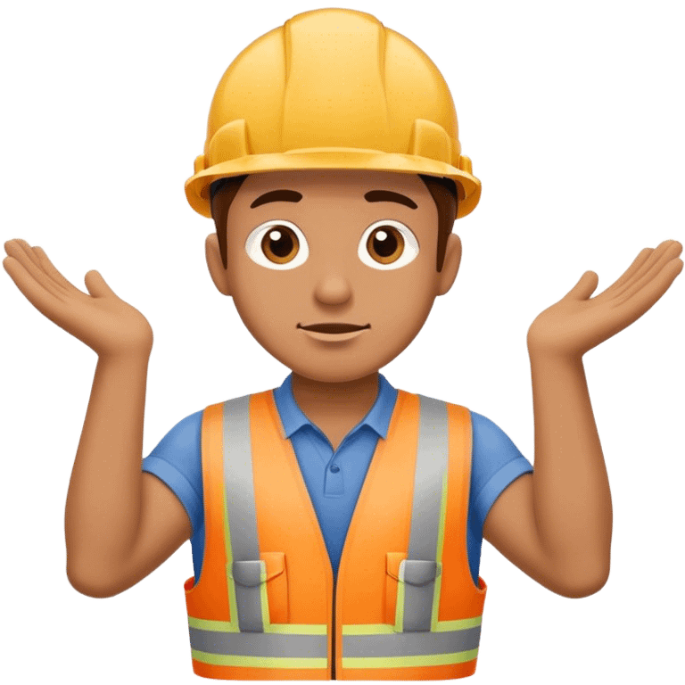 construction worker shrugging his shoulders emoji