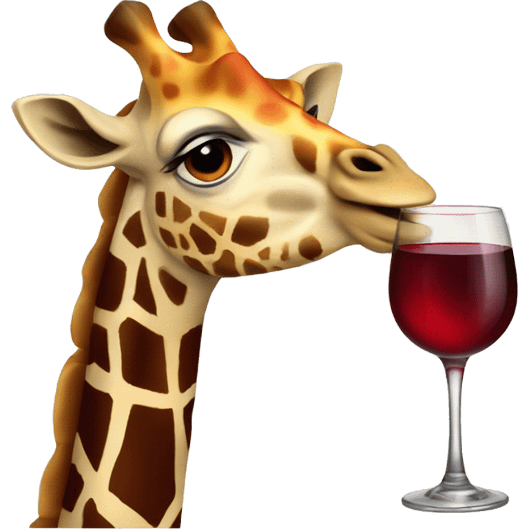 French giraffe holding red wineglass emoji