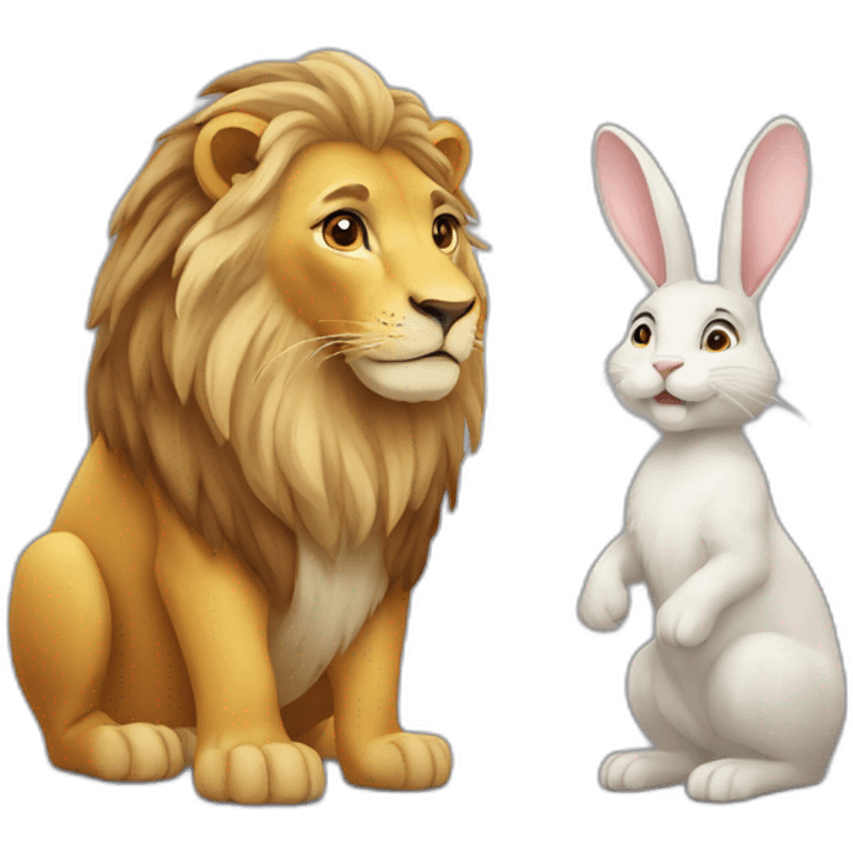 Un lion qui donne une gifle à un lapin emoji