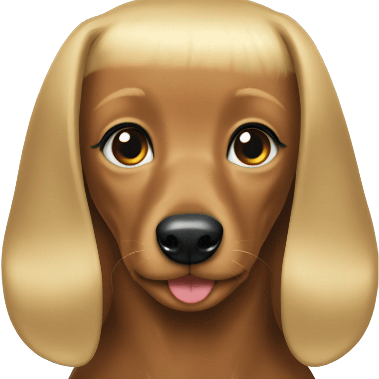 black dachshund and blonde girl with light eyes emoji