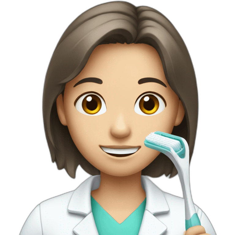 dentist girl with a toothbrush in his hand emoji