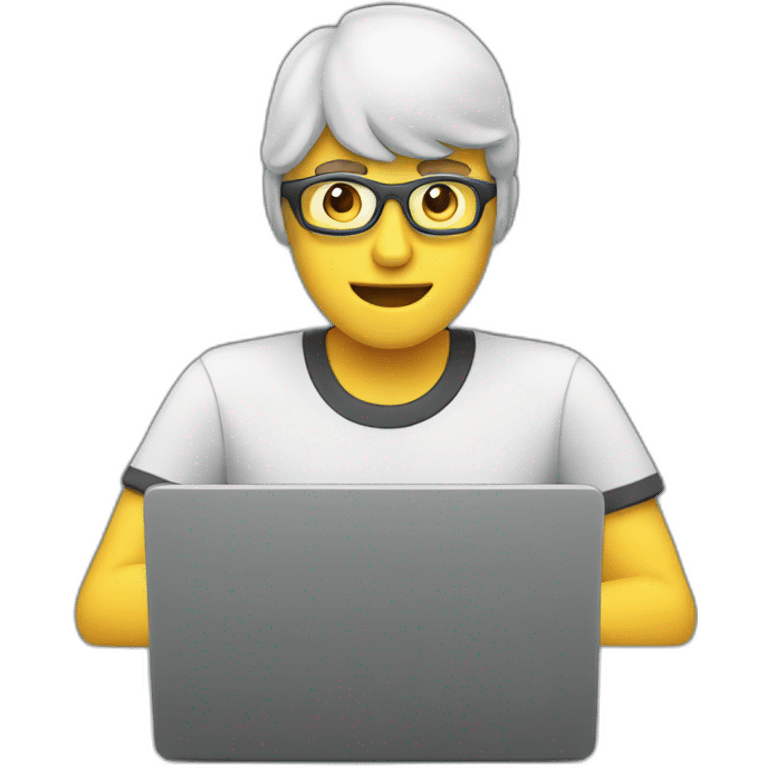 man with a laptop on which a video is being edited emoji