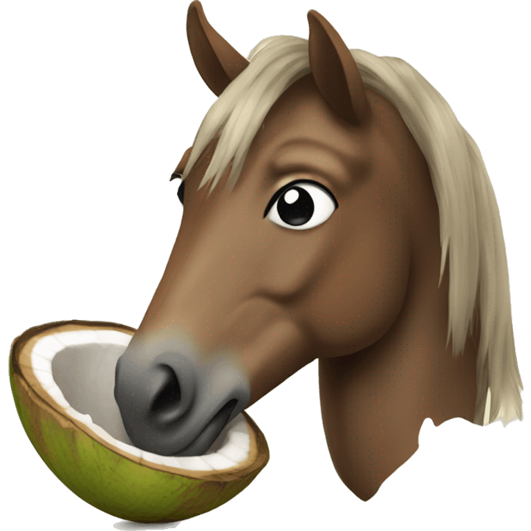 Horse eating coconut emoji