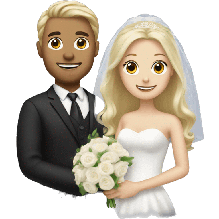 Blonde hair bride and brunette husband emoji