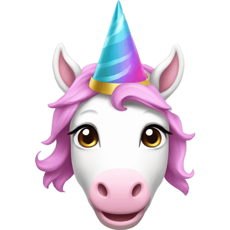 unicorn with birthday hat emoji