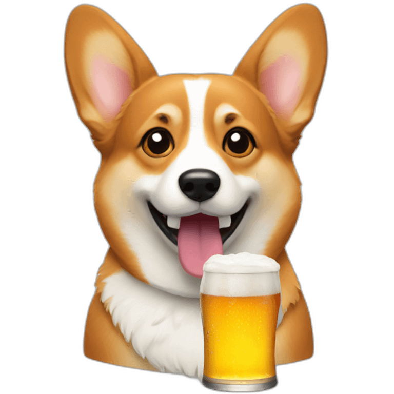 corgi drinking a beer emoji