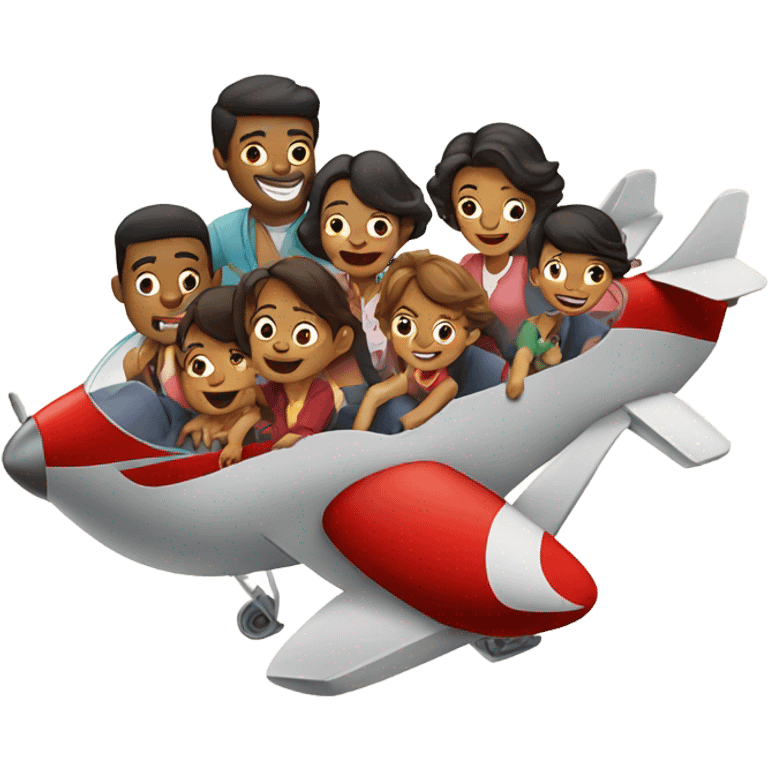 Family of 8 flying in airplane emoji