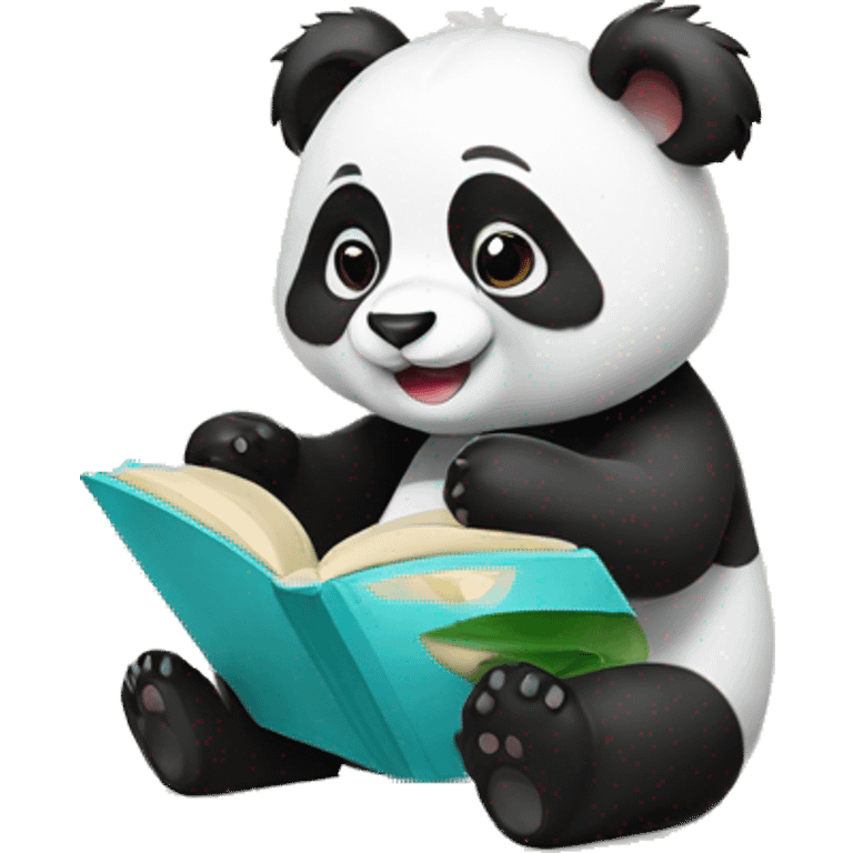 cute panda showing a book emoji