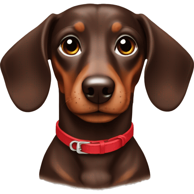 dachshund chocolate colour and red collar emoji