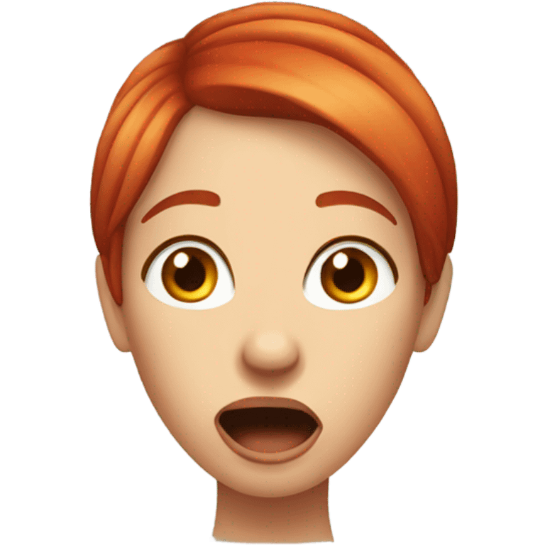 Woman red hair jaw open like omg emoji