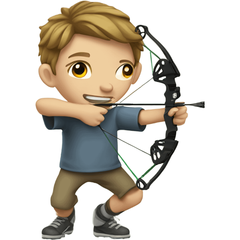 Boy shooting a compound bow emoji