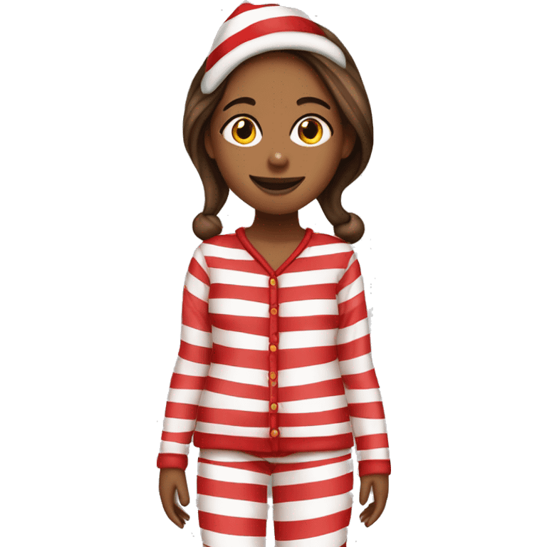 Girl in candy cane Christmas pyjamas  emoji