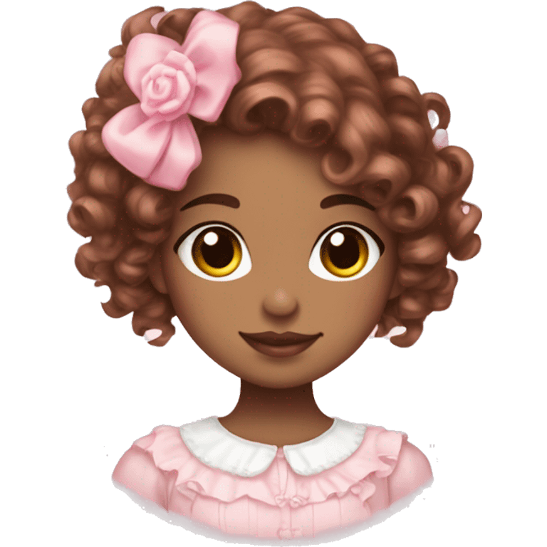 sweet-lolita Hispanic girl with pink and brown curly hair emoji