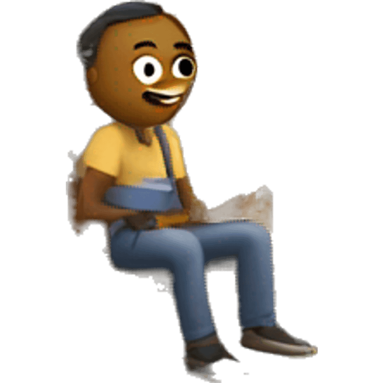 a man is sitting on a house emoji