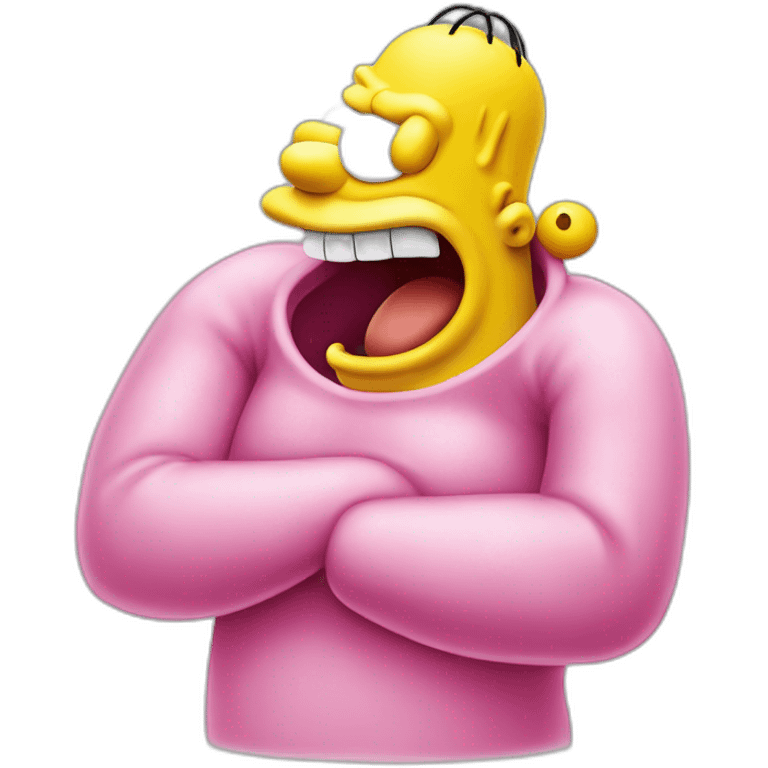 Pink Homer Simpson from the cartoon "The Simpsons" with the body of the starfish Patrick from the cartoon "SpongeBob SquarePants" emoji