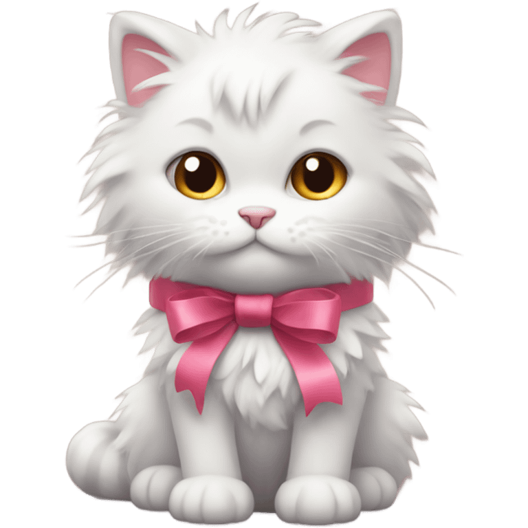 Fluffy kitty with ribbon  emoji