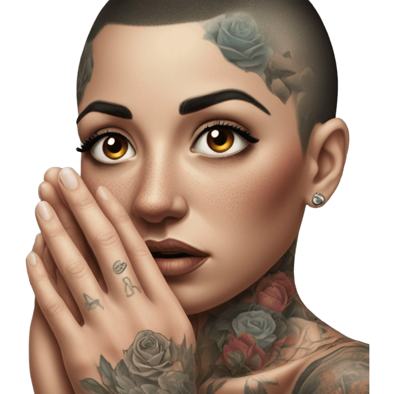 Hyper Realistic Beautiful tattooed woman crying pulling her boyfriends hand  emoji