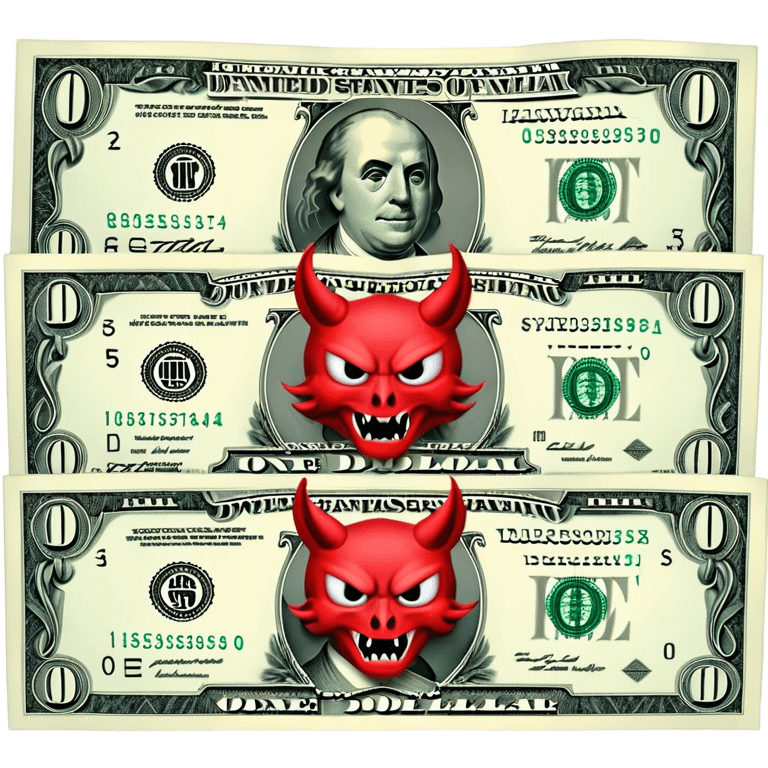 hellbucks, hell red demonic dollar bills emoji