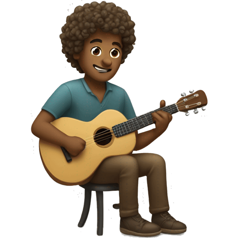 whiman with curly hair and ukulelee  emoji