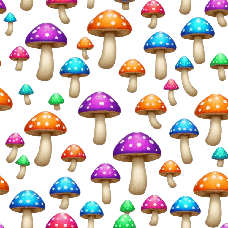 psychedelic colored hippie style mushrooms emoji