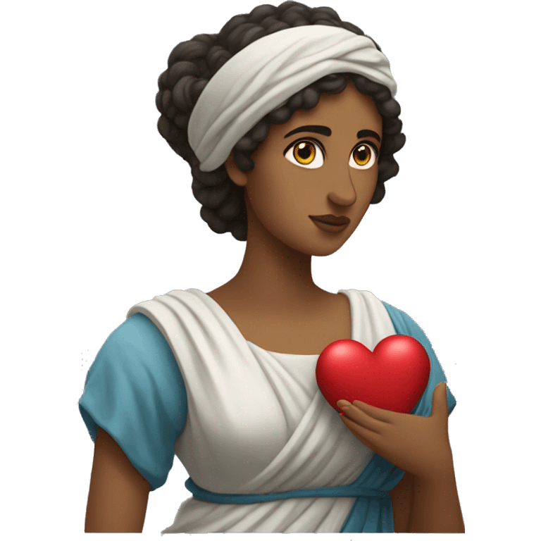 Greek Sappho holds a heart in her hand emoji