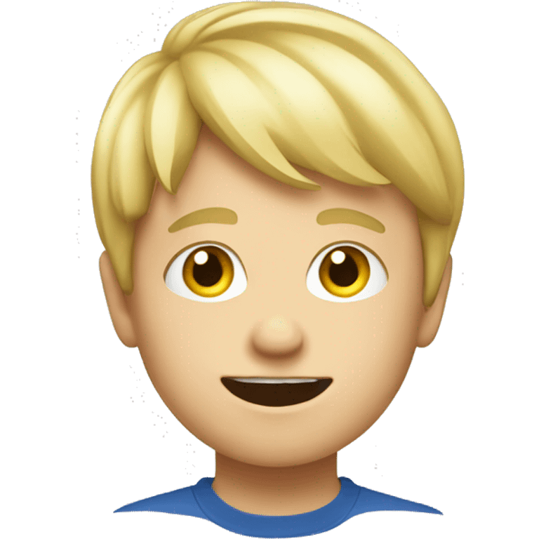 blond boy play computer emoji