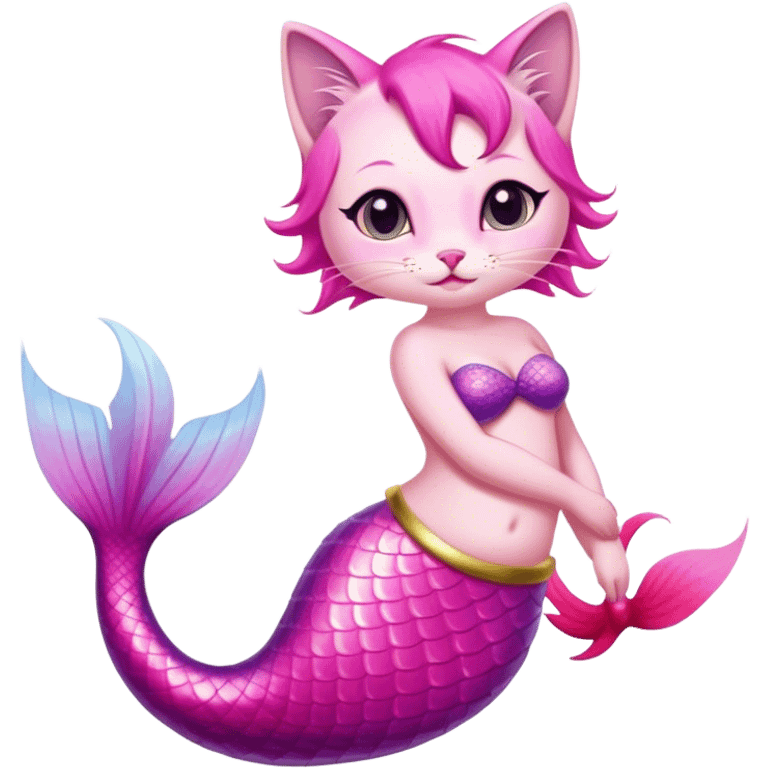 mermaid cat pink tail emoji