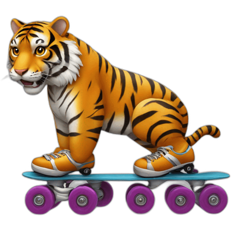 tiger with roller skate emoji