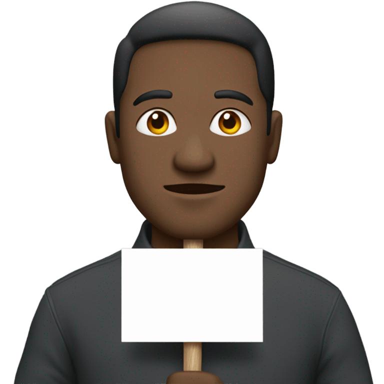 man standing holding placard on stick emoji