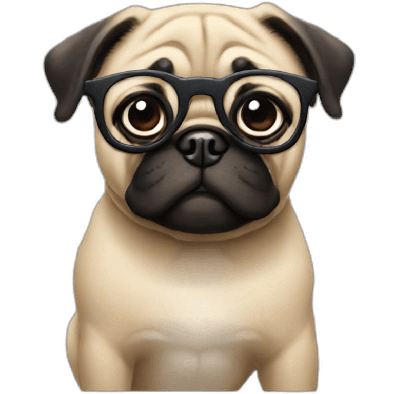 Pug dog with glasses emoji