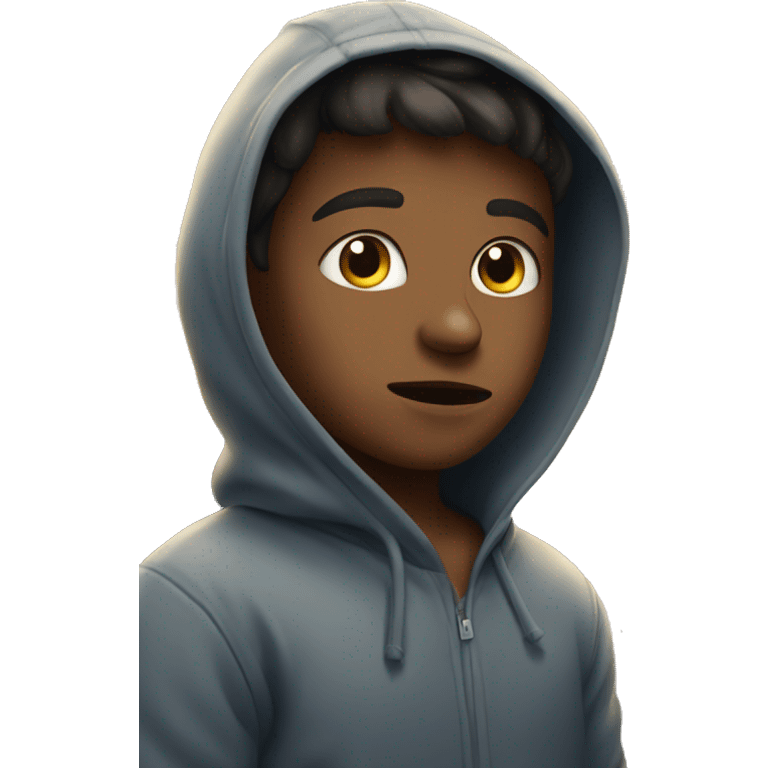 boy in hoodie under sky emoji