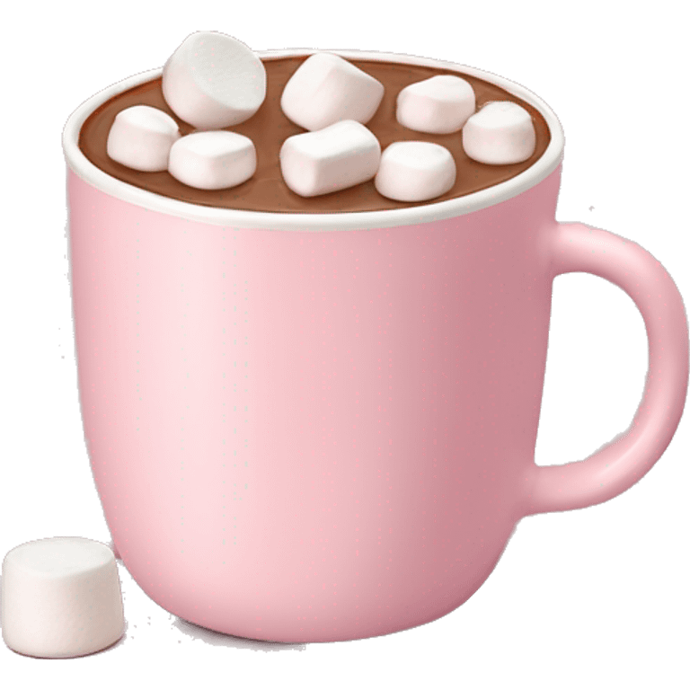 Light Pink mug of hot chocolate with marshmallows  emoji