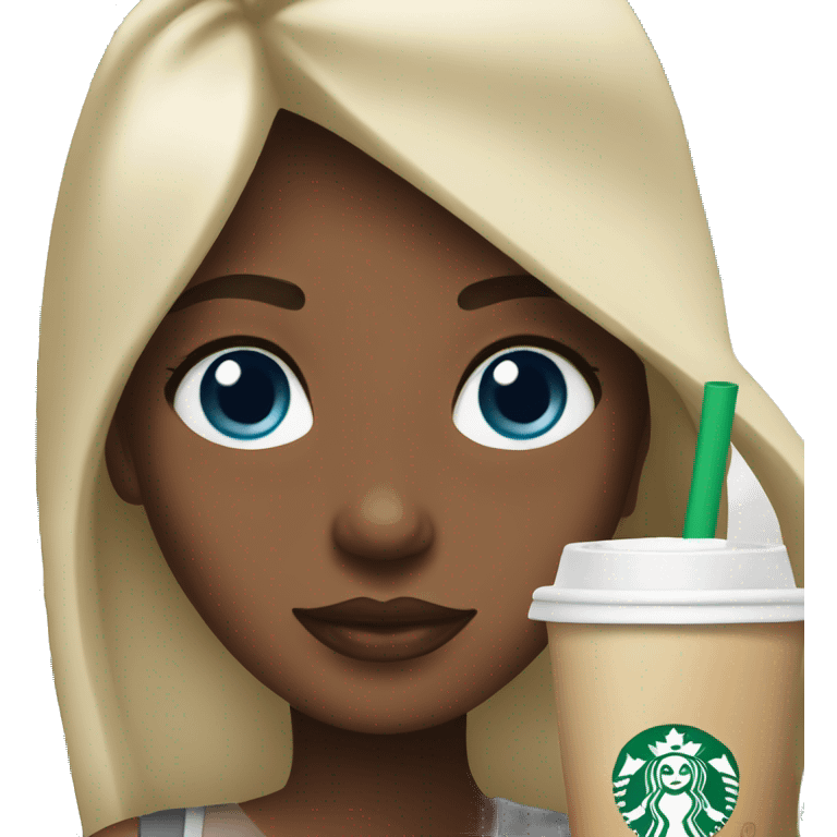 Starbucks cup drink with blonde girl blue eyes  emoji