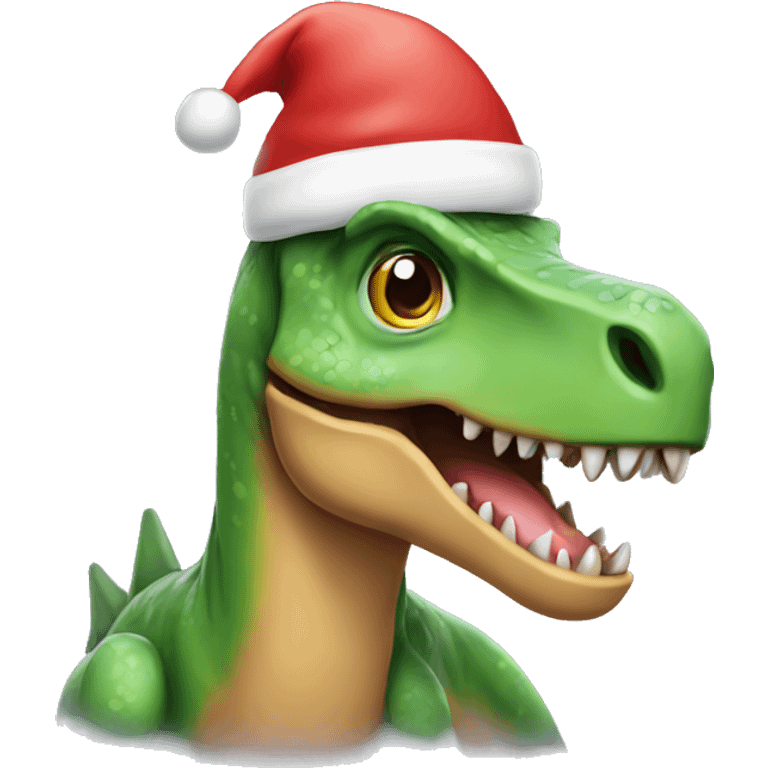 Dinosaur with Christmas hat  emoji