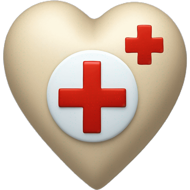 a beige heart with the red cross symbol on top and a blue swirling circle around the red cross symbol on top of the heart emoji