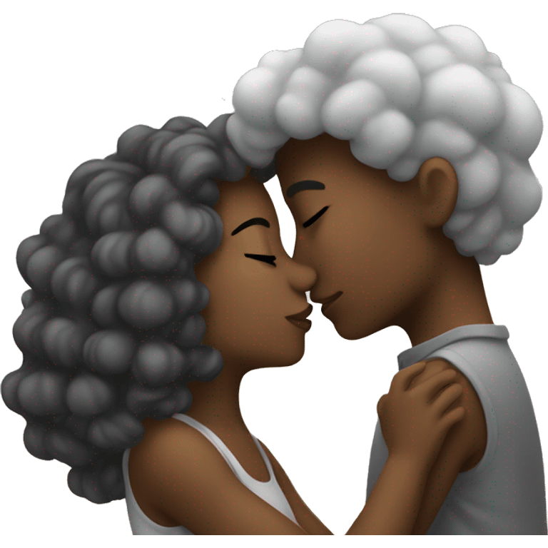 kissing under cloudy sky emoji