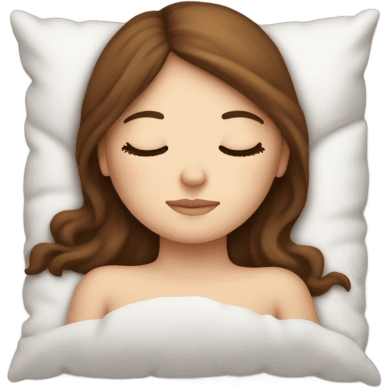 White girl with frekles Brown not curly hair sleeping peacfully on a pillow  emoji