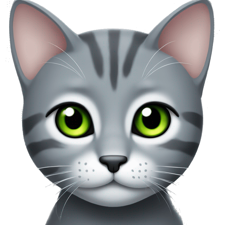 Grey cat whit green eyes  emoji