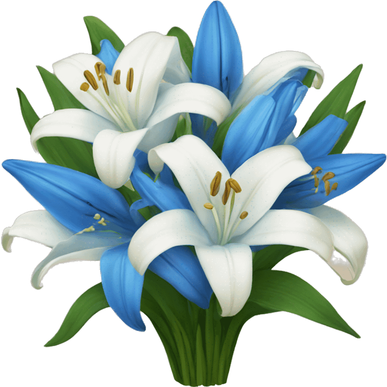 bouquet of white and blue lilies  emoji