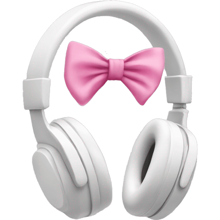 White headphones with pink bow emoji