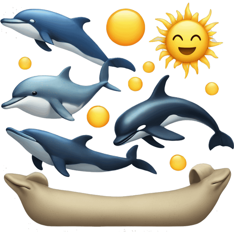 Sun moon whale dolphin emoji