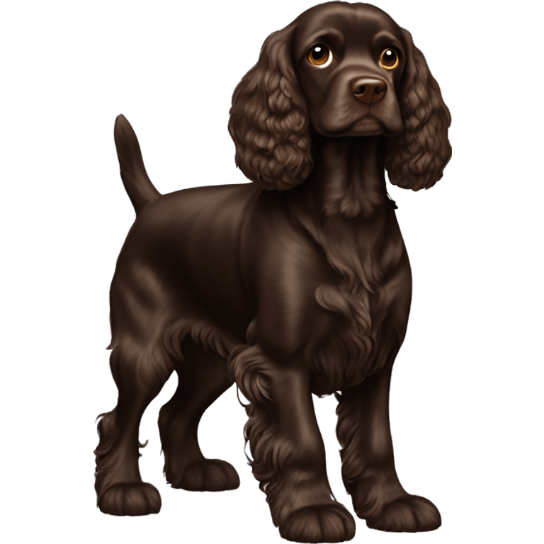 Dark brown cocker spaniel standing full pose emoji