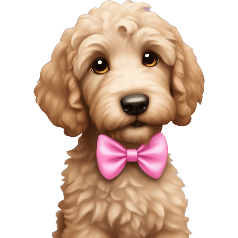 Labradoodle puppy with pink bow emoji