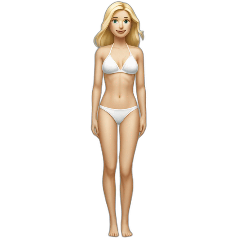 hyperrealist caucasian long blonde woman with white bikini full body emoji